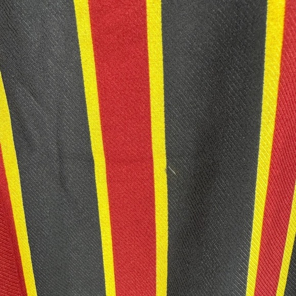 Bluheaven Black Red Striped Bell Sleeve Ruffle Hem Lace Shift Dress Size Medium - Picture 10 of 13